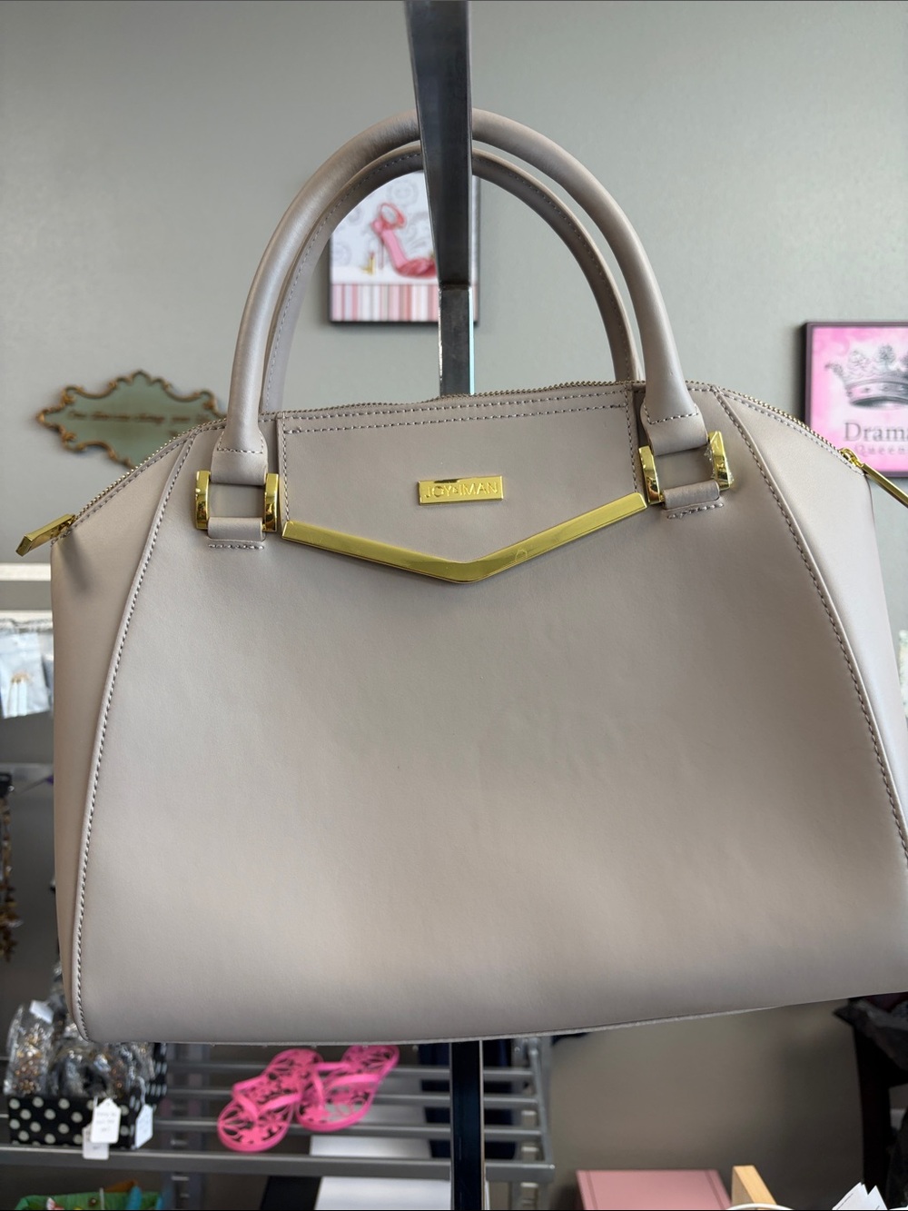 BCBGeneration Taupe Dome Satchel with Gold Accents - KCB4N9